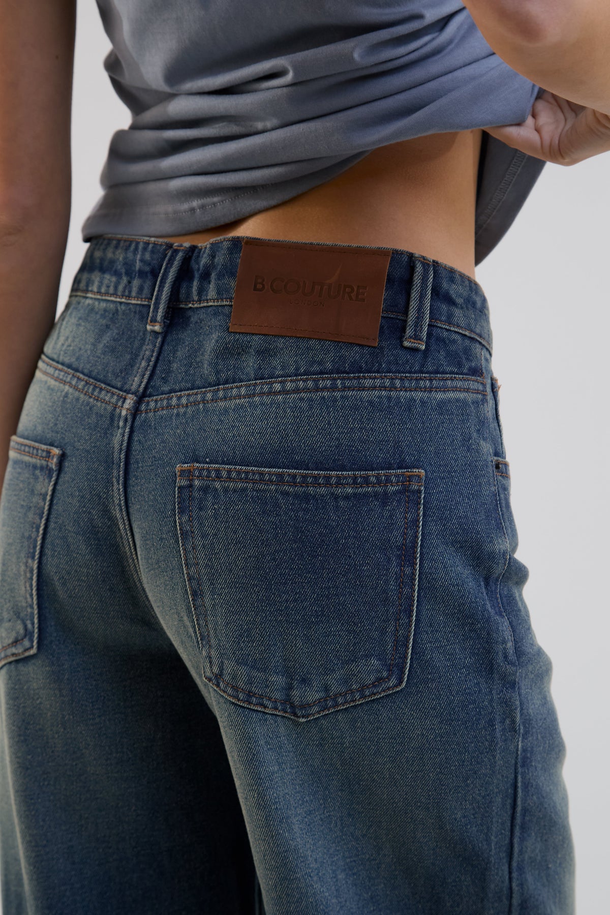 Flow Wide Leg Denim Jeans - Dark Blue