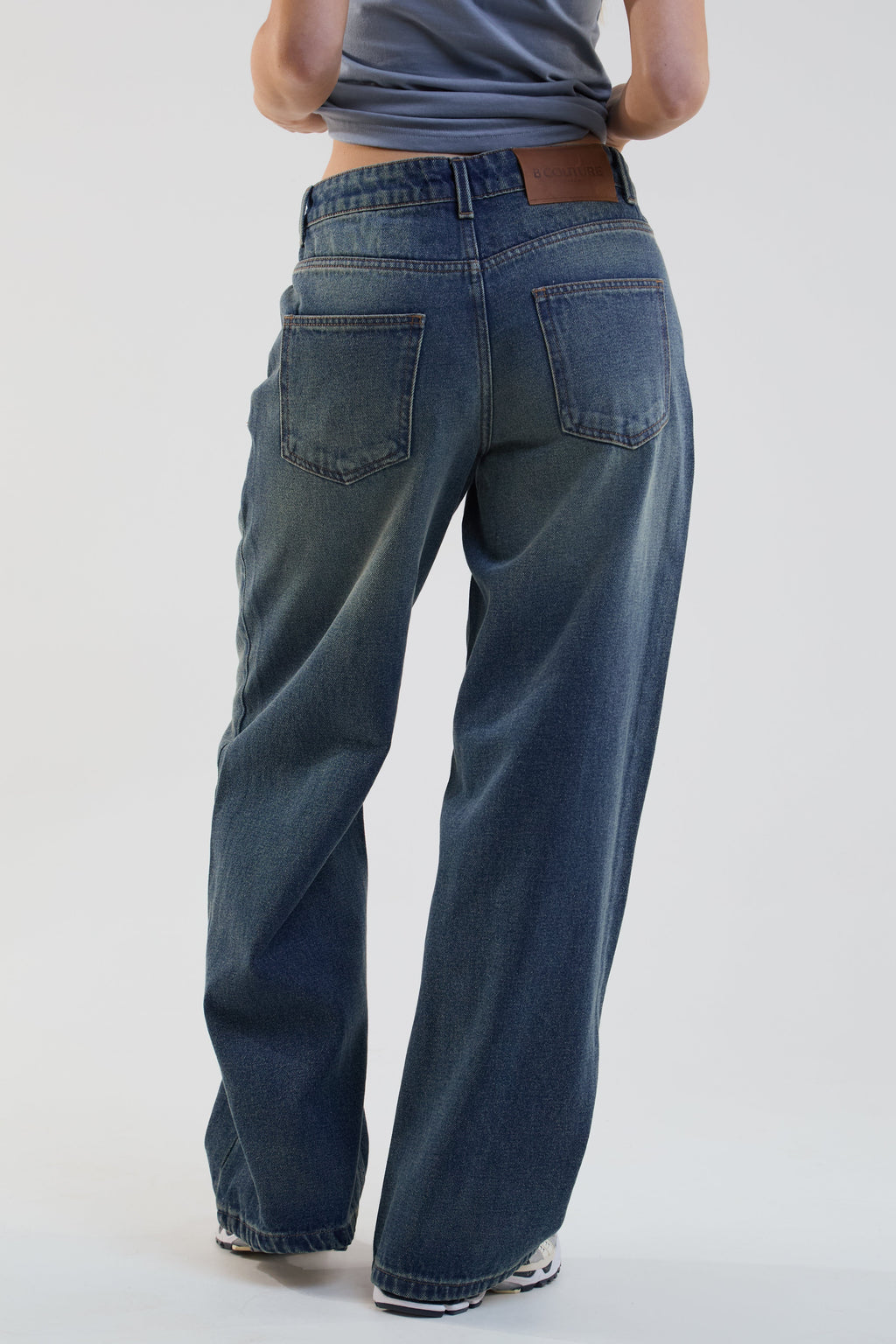 Flow Wide Leg Denim Jeans - Dark Blue