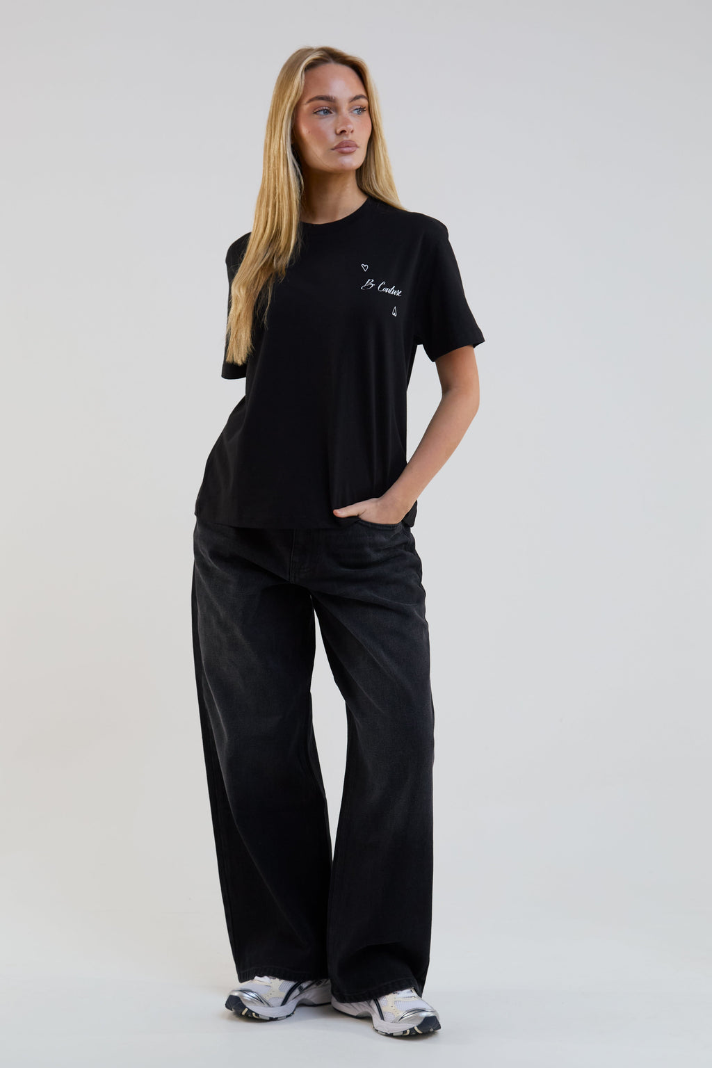 Flow Wide Leg Denim Jeans - Washed Black
