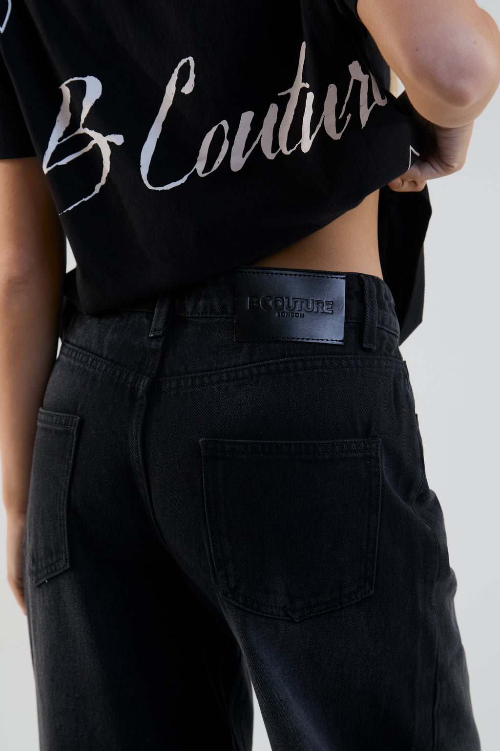 Flow Wide Leg Denim Jeans - Washed Black