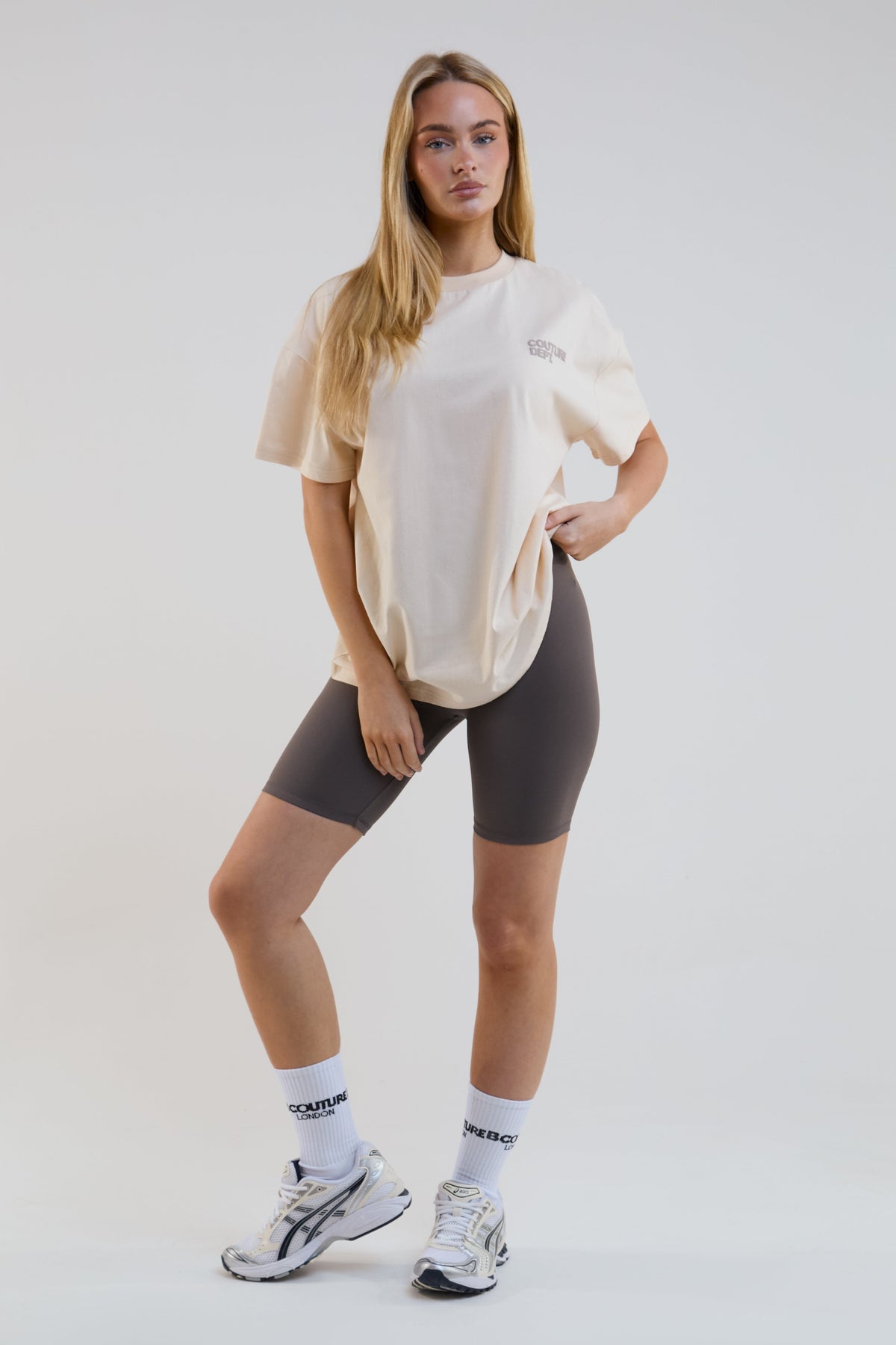 Shadow Cycling Shorts & T-Shirt Set - Oatmeal/Mocha