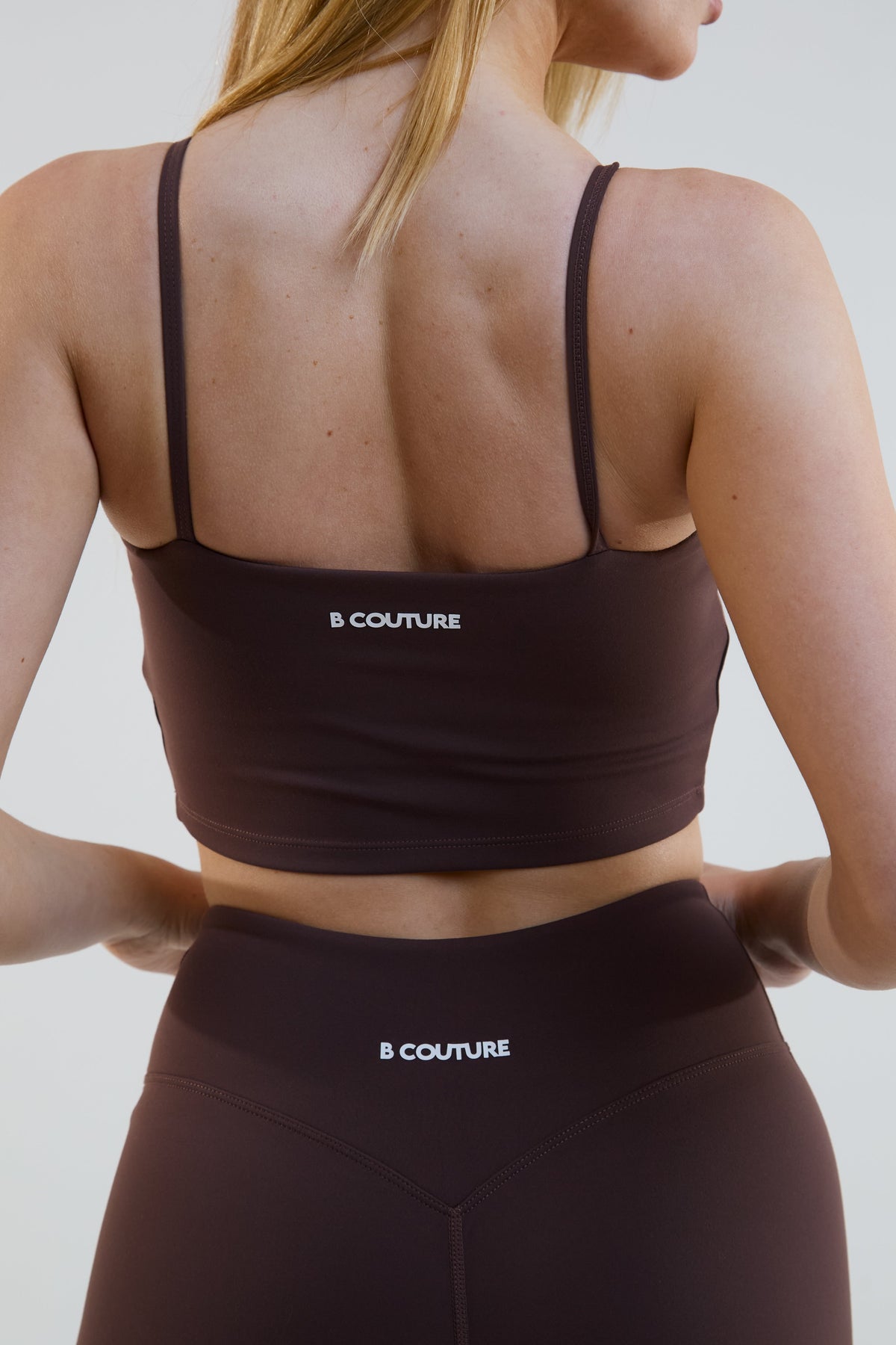 Stryke Flared Leggings & Cropped Tank Set - Coffee