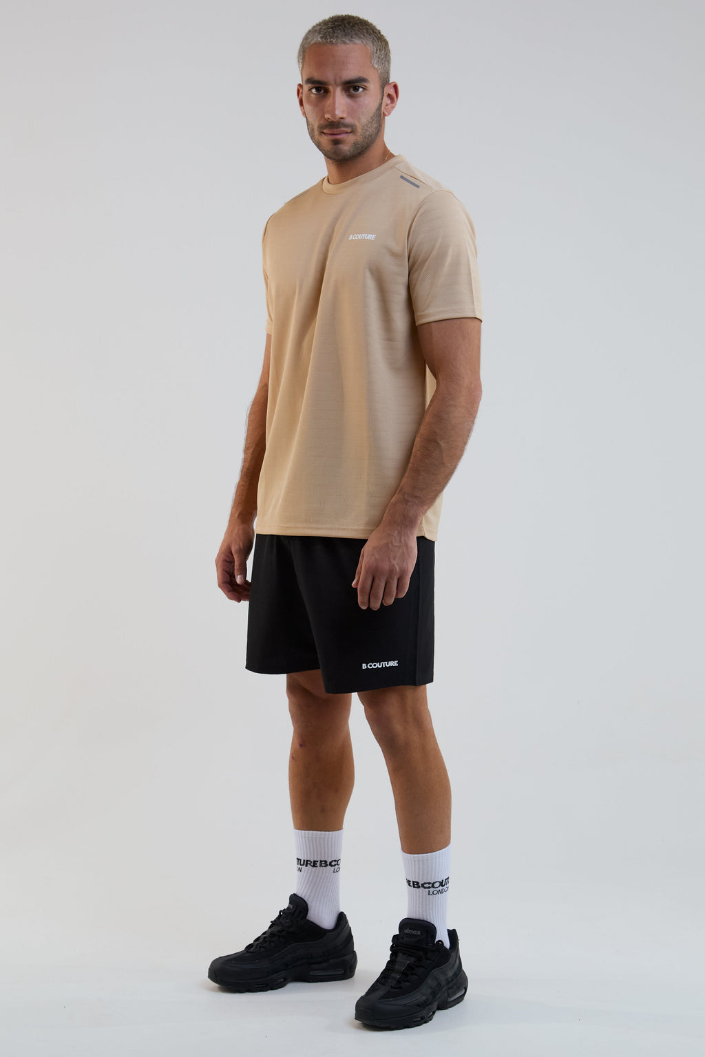 Velocity Gym Shorts & T-Shirt Set - Sand/Black