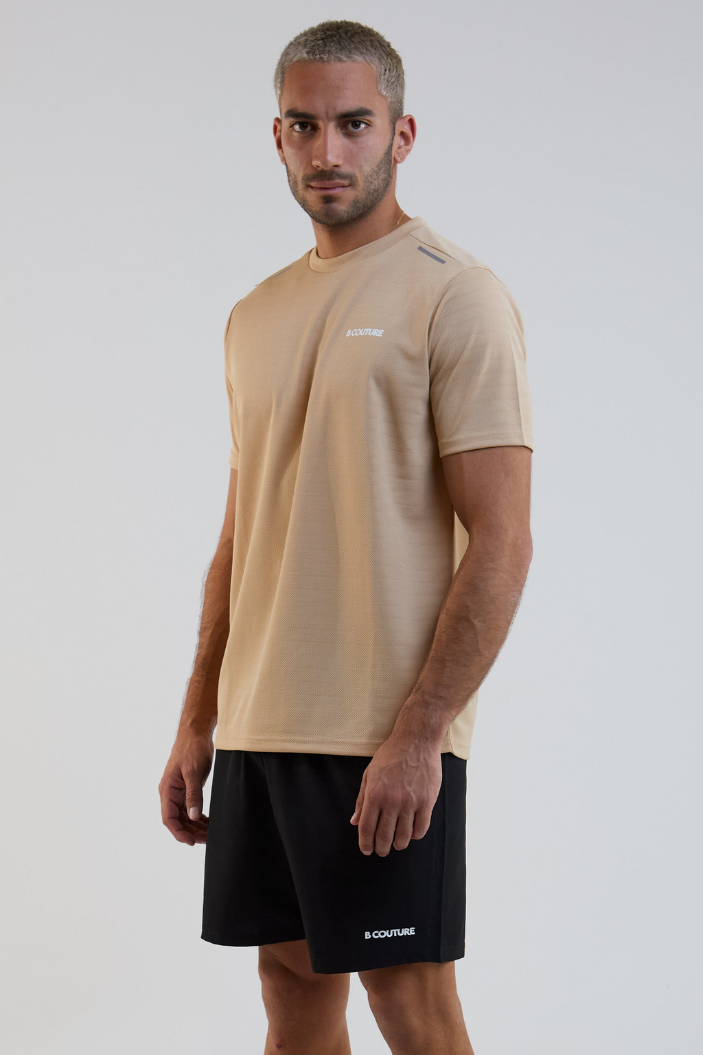 Velocity Gym Shorts & T-Shirt Set - Sand/Black