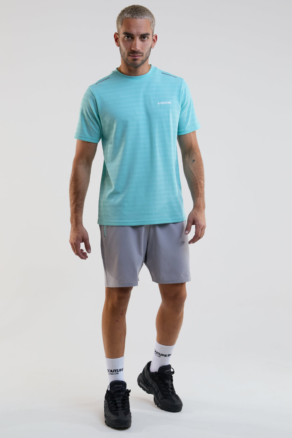 Velocity Gym Shorts & T-Shirt Set - Green/Grey