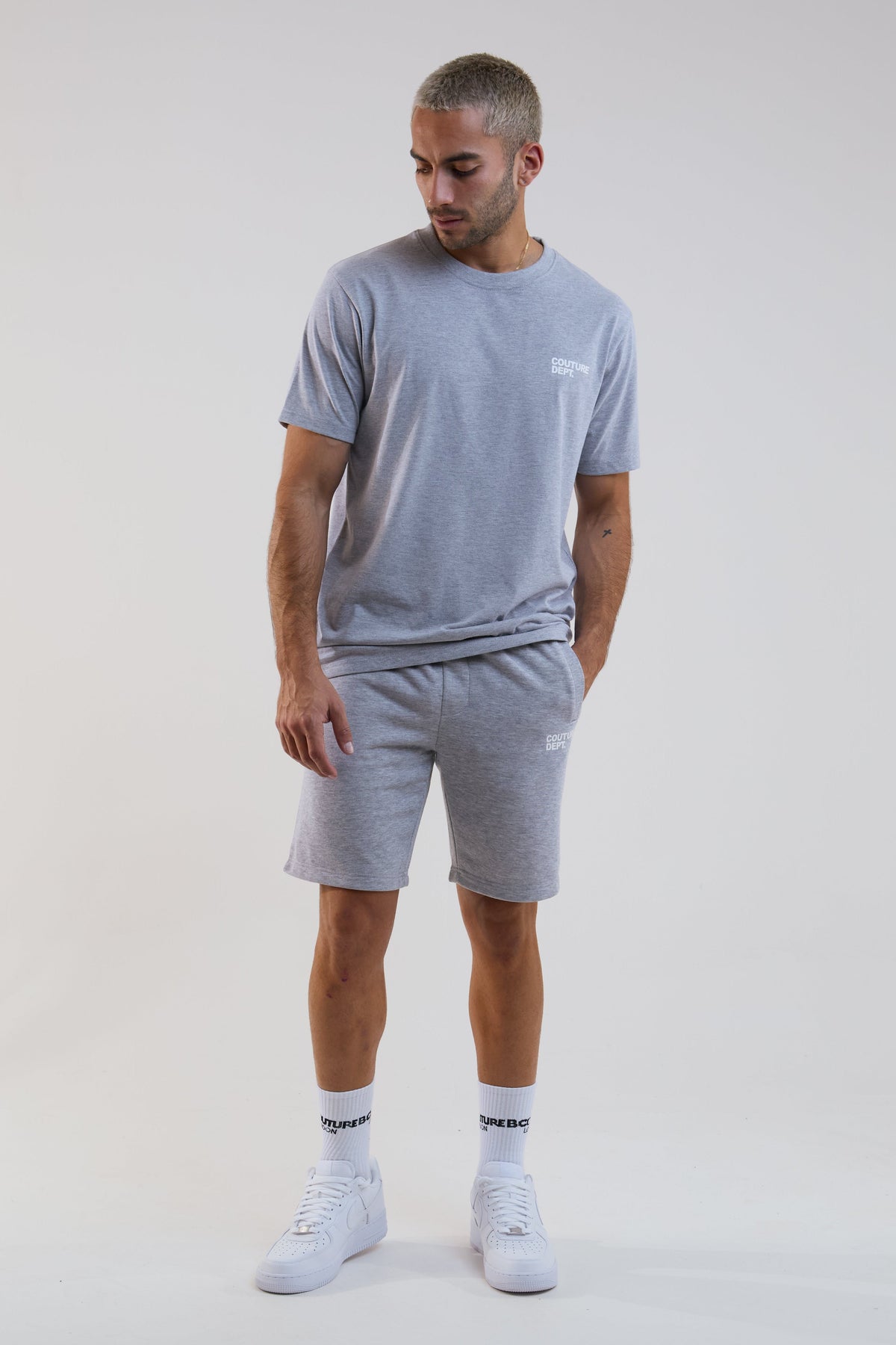 Newton Court Shorts & T-Shirt Set - Grey Marl
