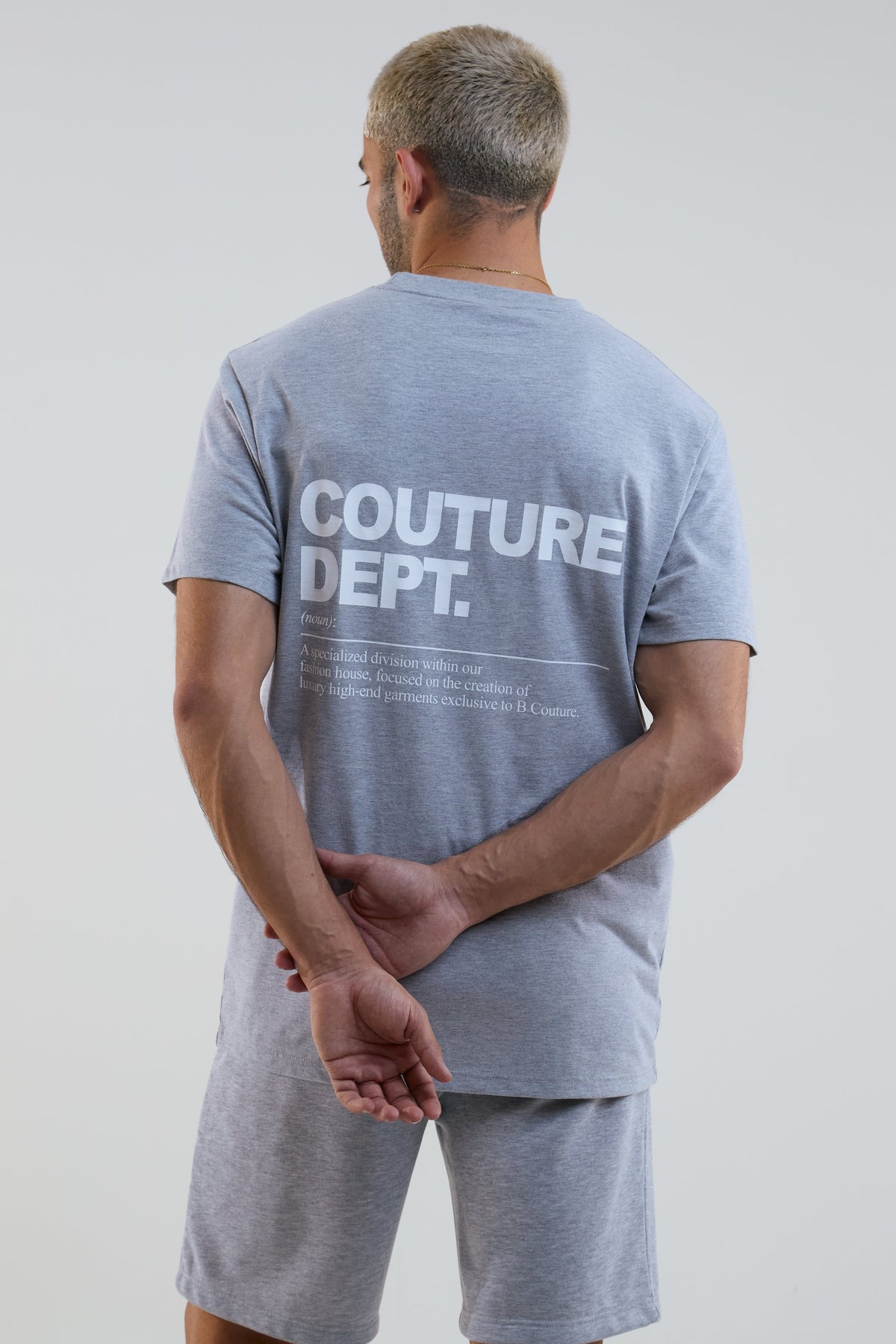 Newton Court Shorts & T-Shirt Set - Grey Marl