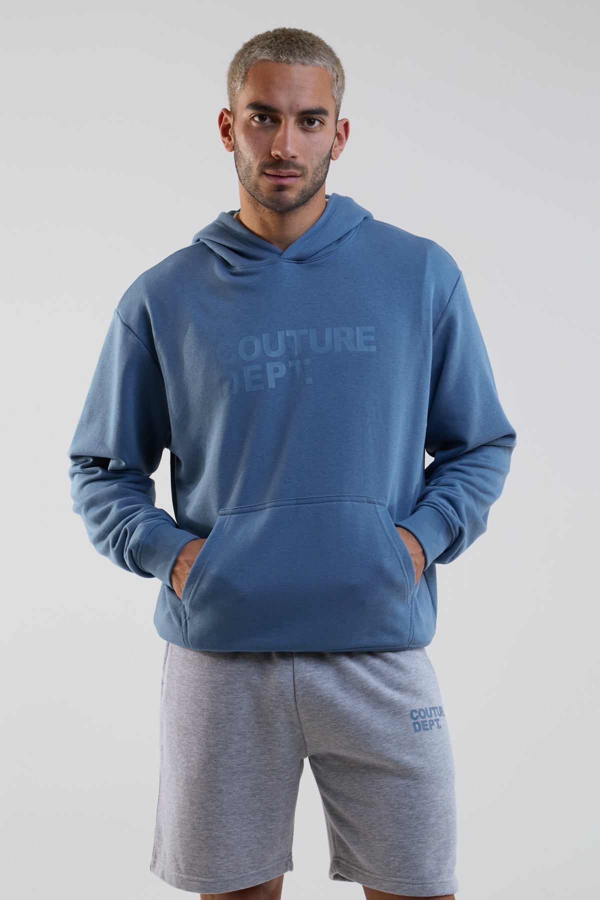 Horizon Shorts, Hoodie & T-Shirt Set - Blue/Grey