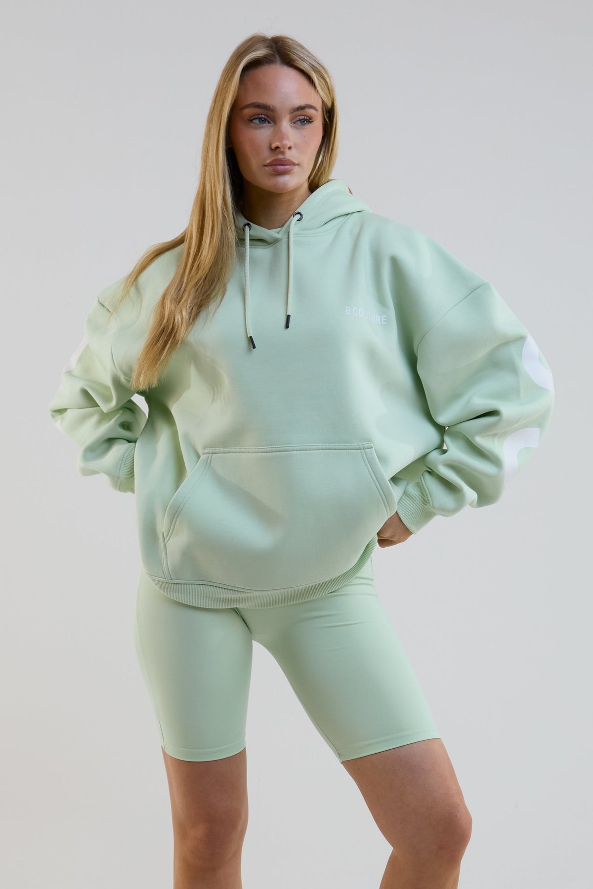 VXN Cycling Shorts, Hoodie & T-Shirt Set - Pale Green