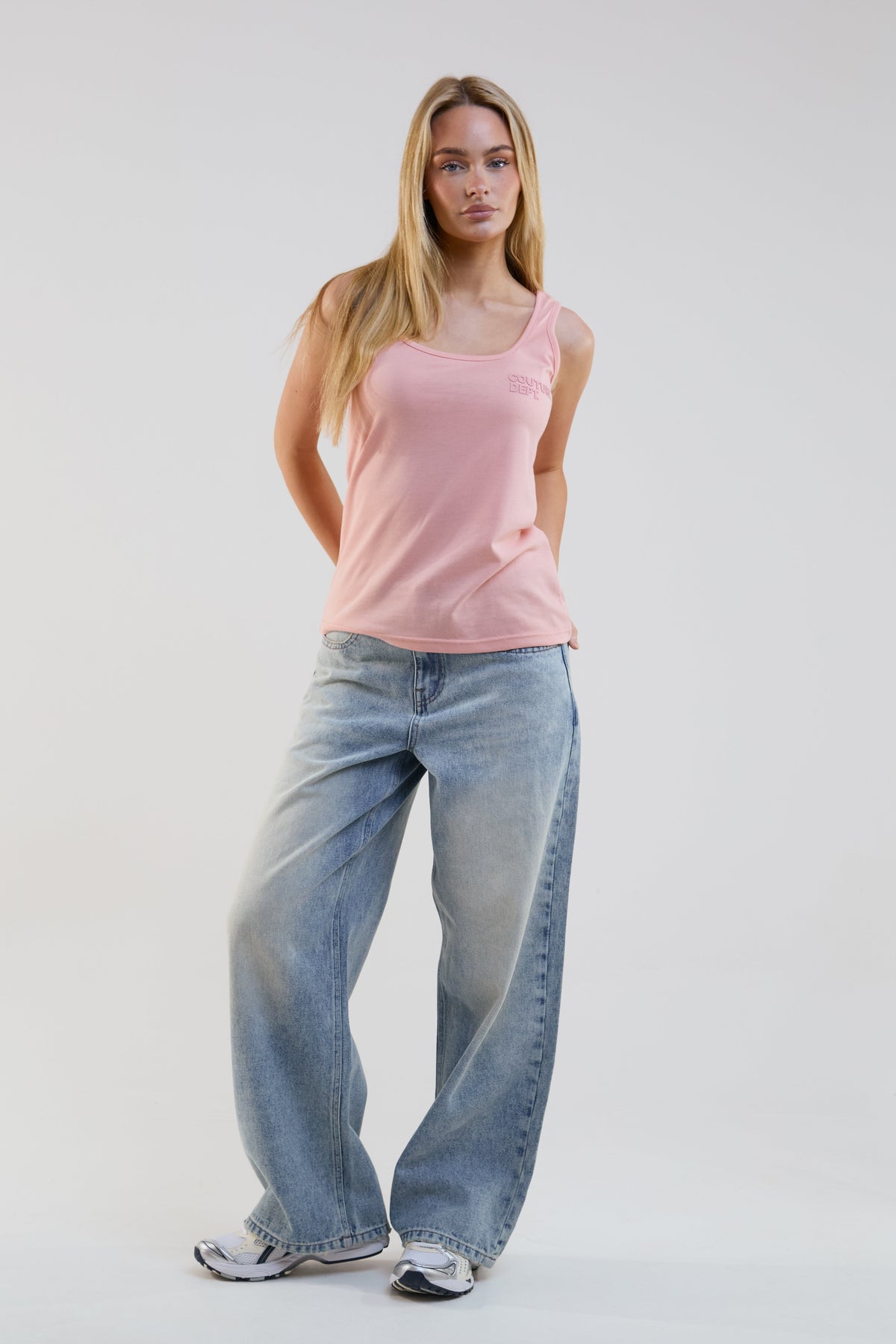 Flow Wide Leg Denim Jeans - Light Blue