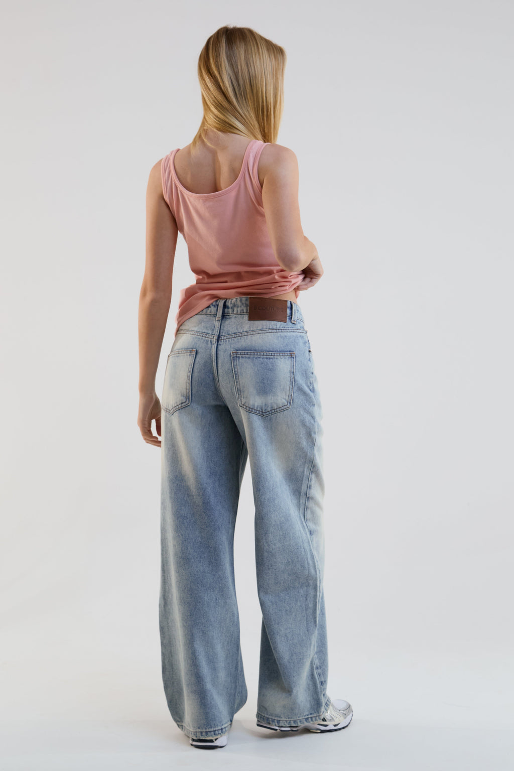 Flow Wide Leg Denim Jeans - Light Blue