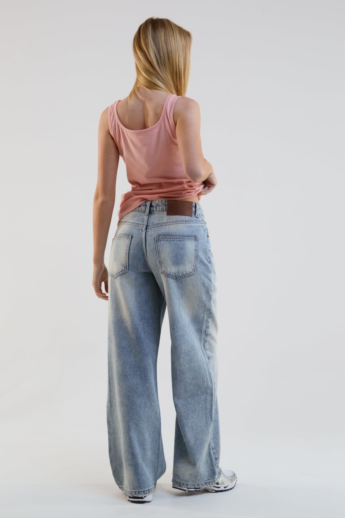 Flow Wide Leg Denim Jeans - Light Blue