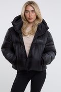 Leah Cropped Puffer Jacket - Black