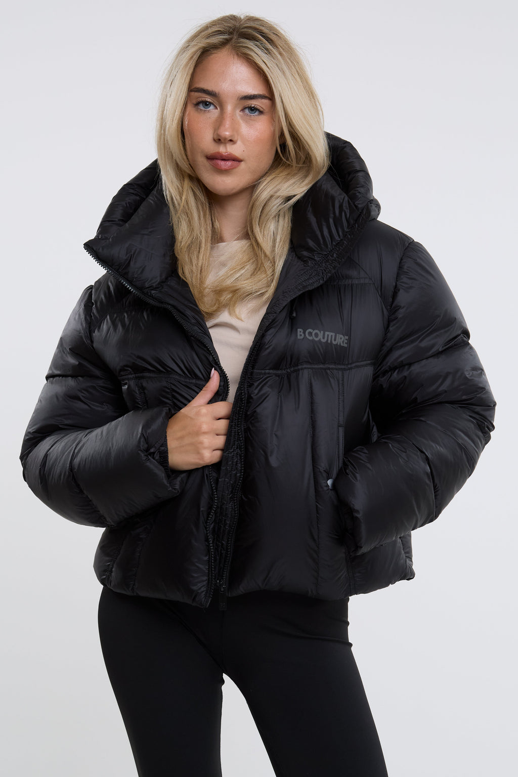 Leah Cropped Puffer Jacket - Black