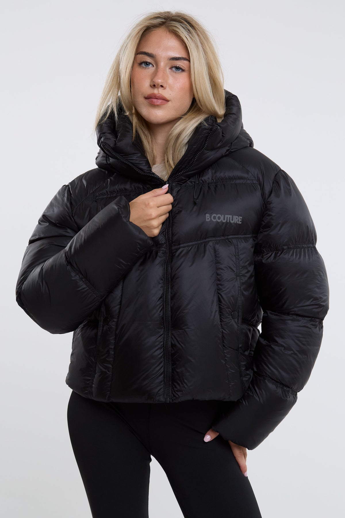 Leah Cropped Puffer Jacket - Black