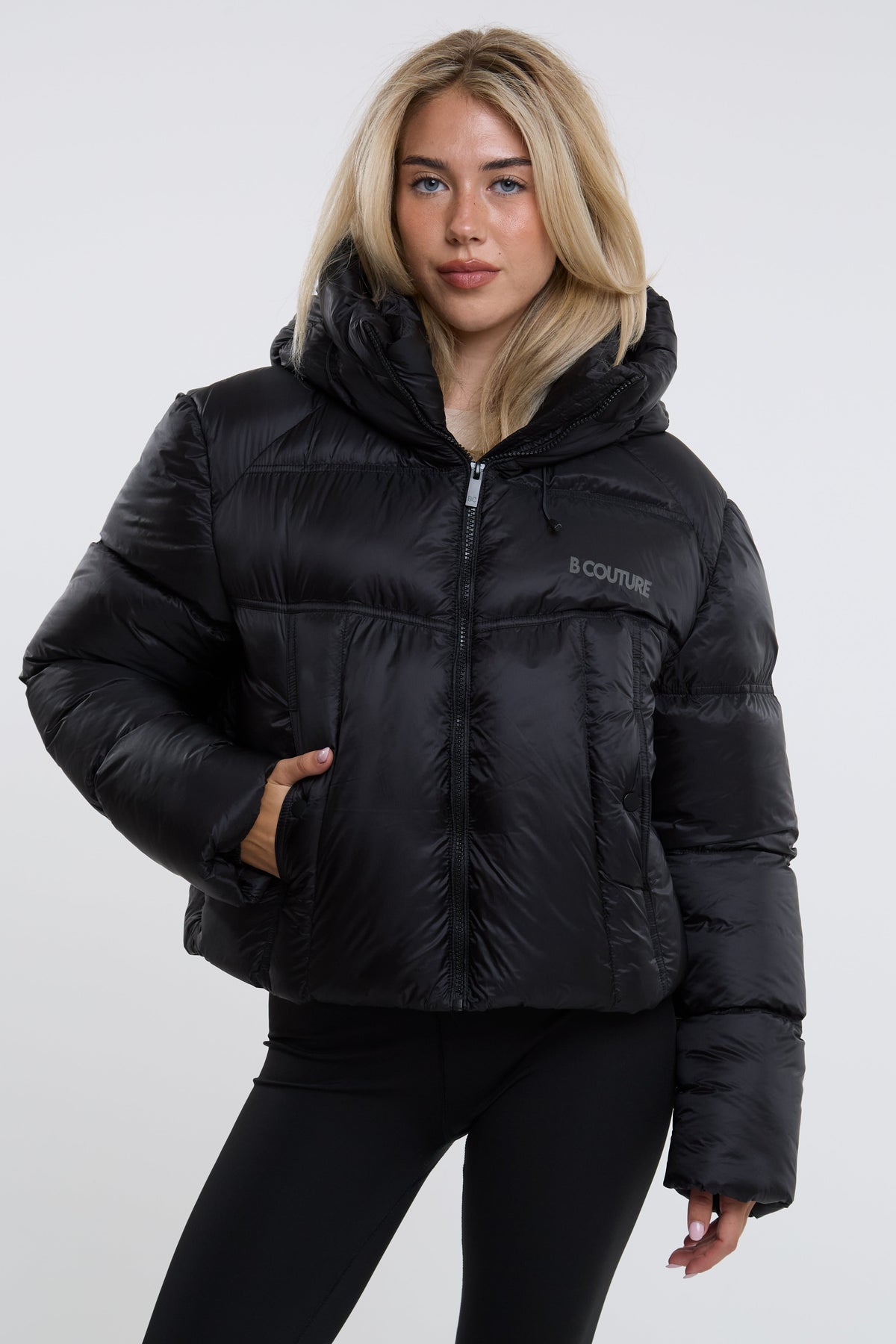 Leah Cropped Puffer Jacket - Black