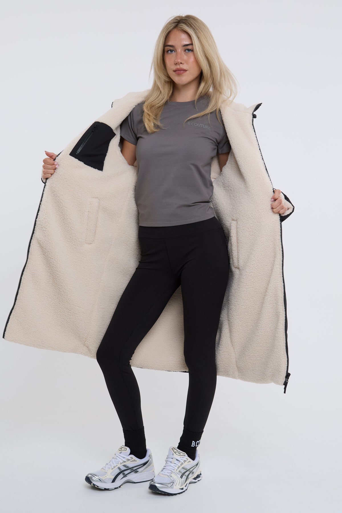 Zoey Reversible Longline Borg-Lined Padded Coat - Black
