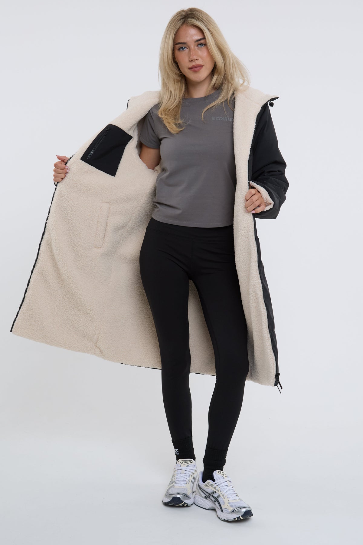 Zoey Reversible Longline Borg-Lined Padded Coat - Black