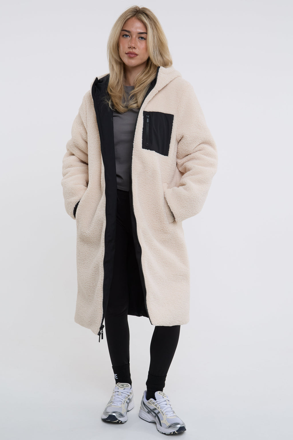 Zoey Reversible Longline Borg-Lined Padded Coat - Black