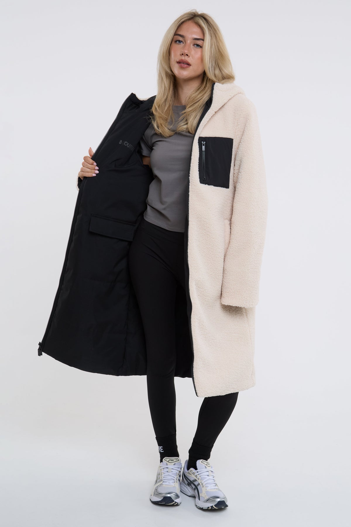 Zoey Reversible Longline Borg-Lined Padded Coat - Black