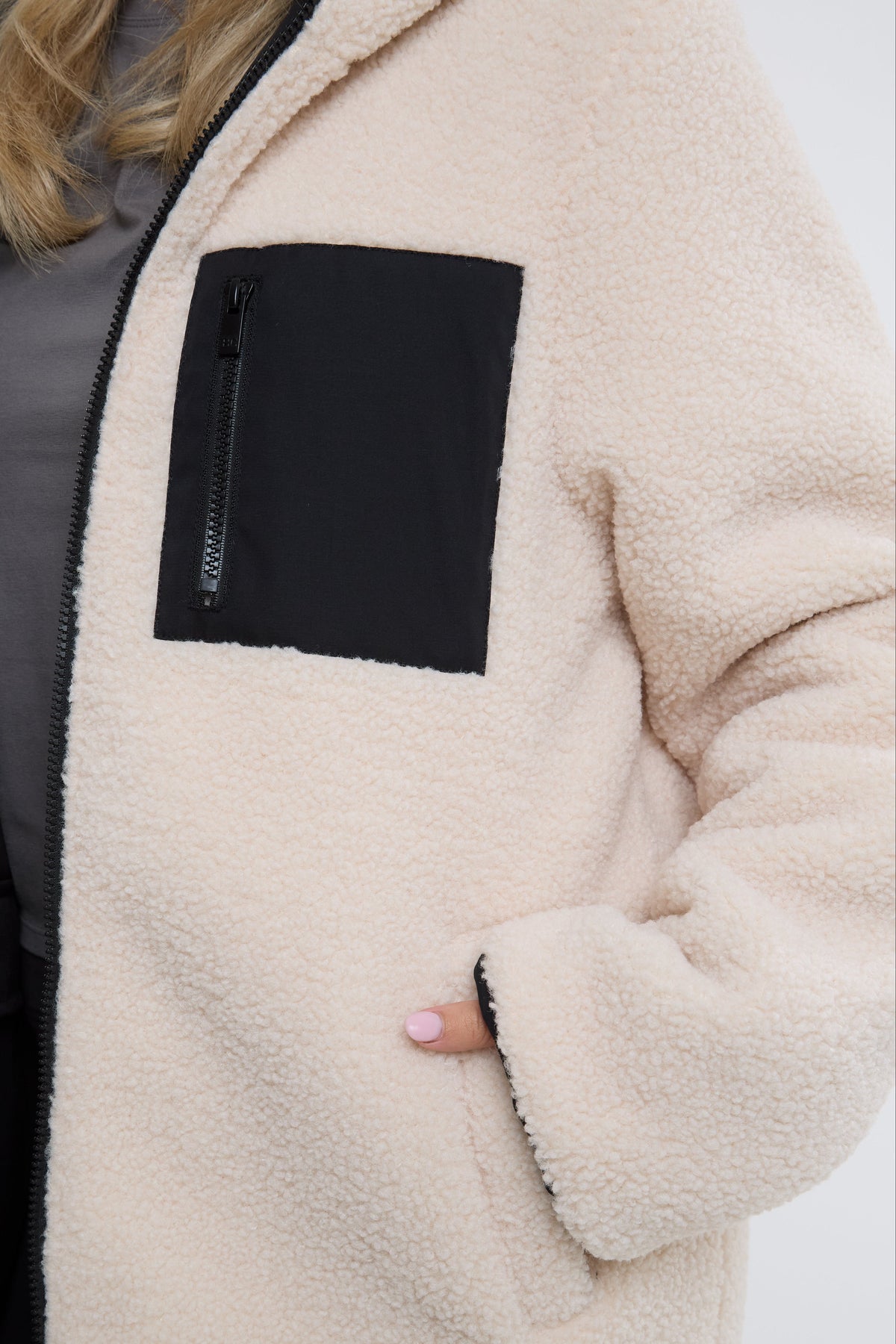 Zoey Reversible Longline Borg-Lined Padded Coat - Black