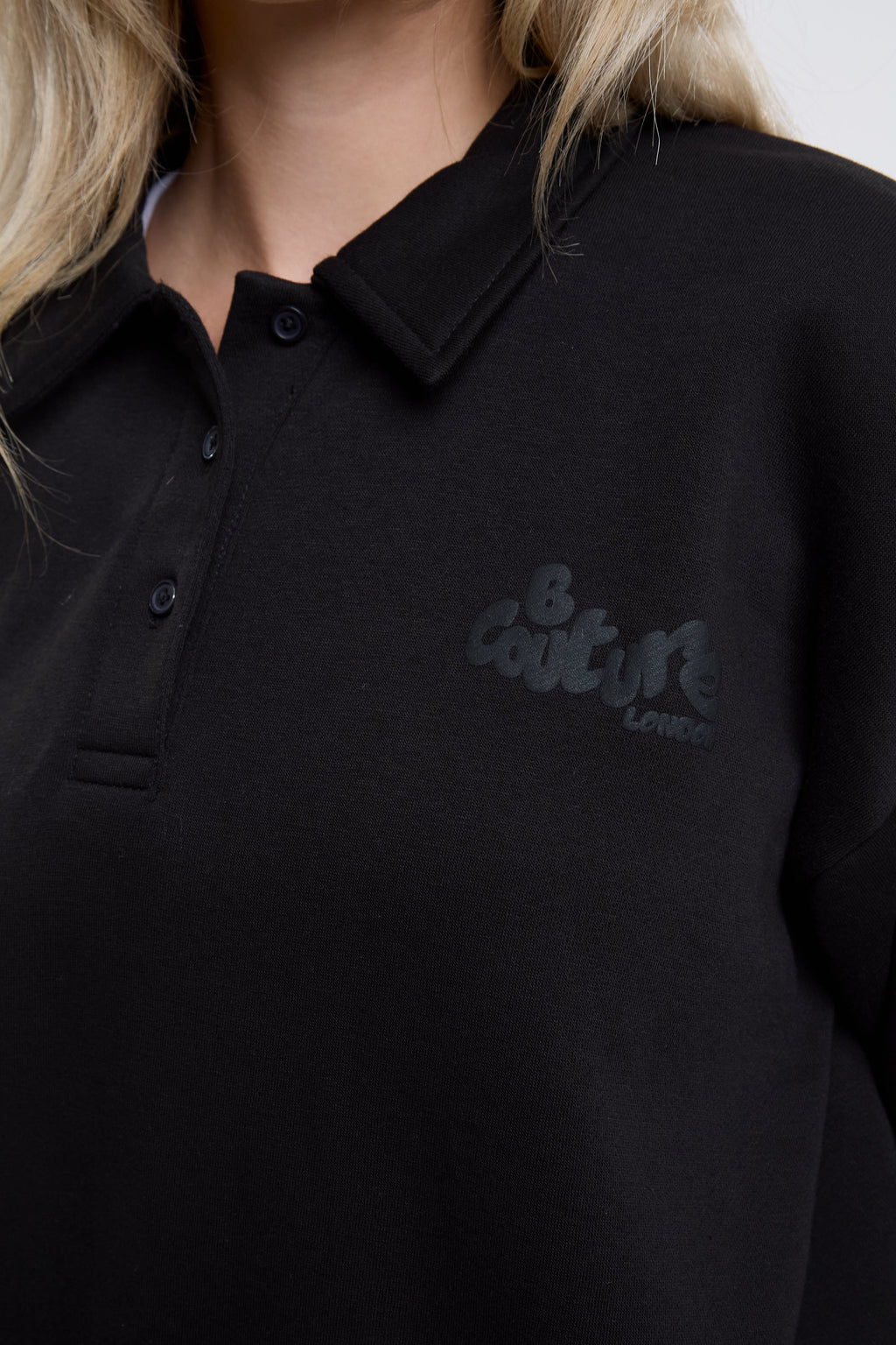 Bubble Polo Sweatshirt & Legging Set - Black