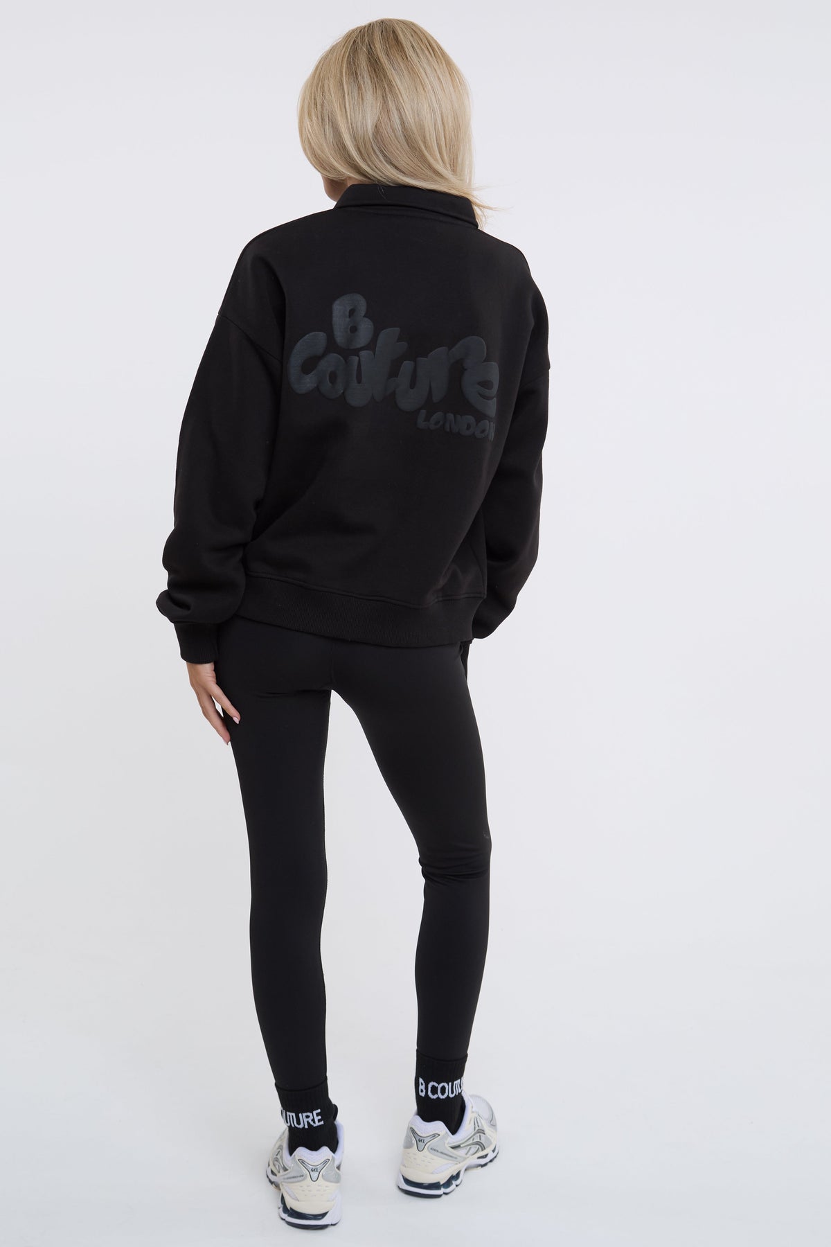 Bubble Polo Sweatshirt & Legging Set - Black