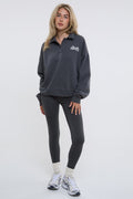 Bubble Polo Sweatshirt & Legging Set - Dark Grey