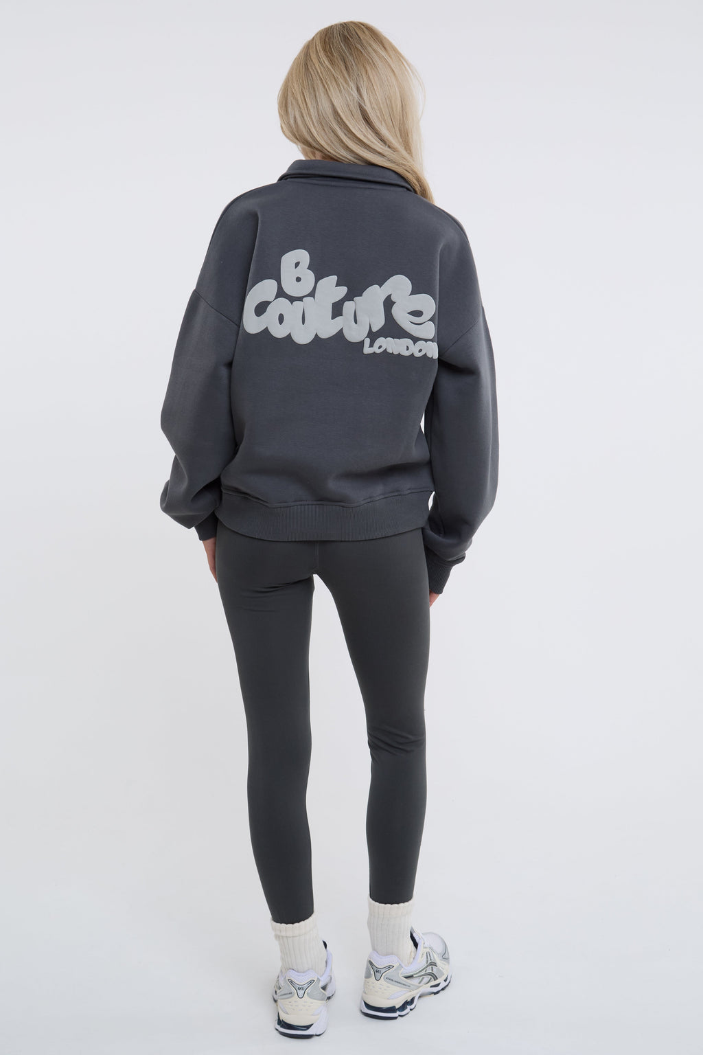 Bubble Polo Sweatshirt & Legging Set - Dark Grey