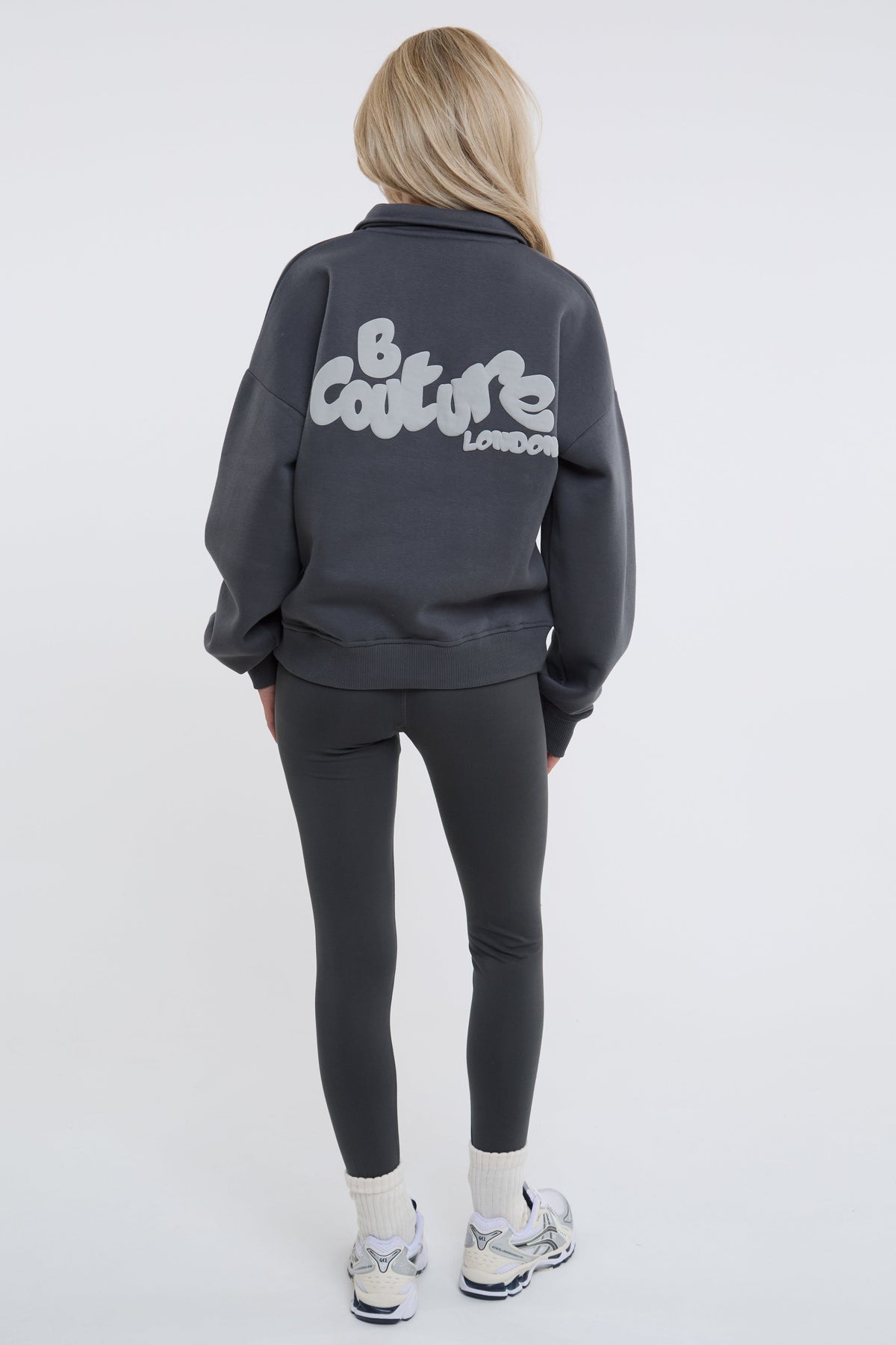Bubble Polo Sweatshirt & Legging Set - Dark Grey