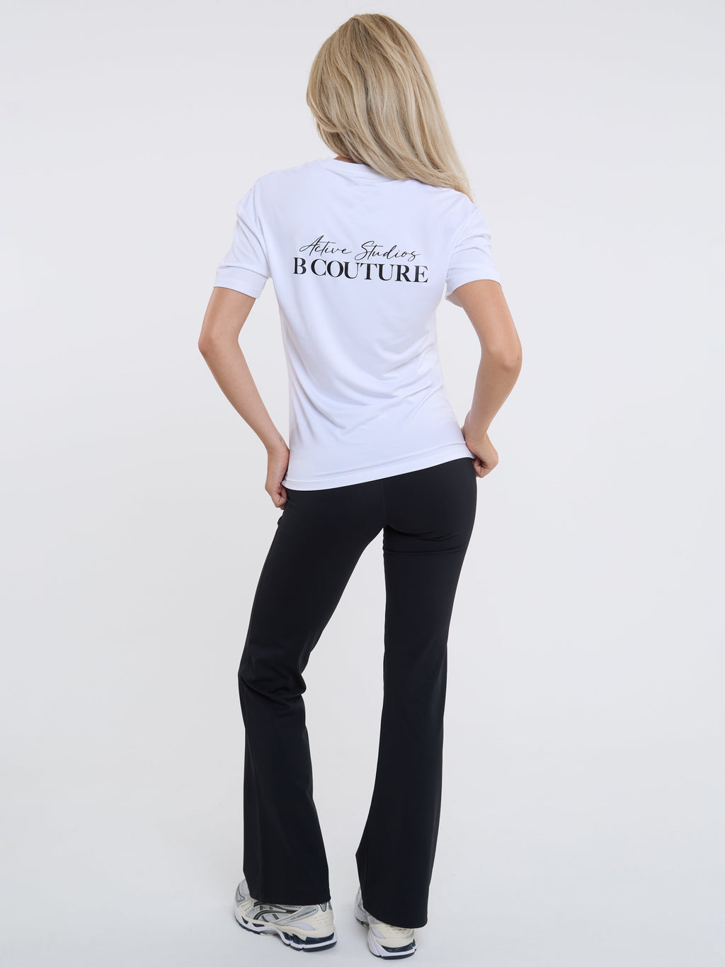 Active Studio Flared Leggings & T-Shirt Set - White/Black