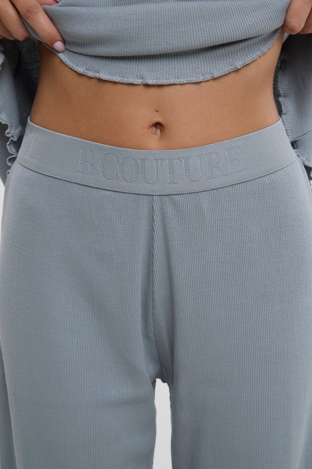 Off-Duty Ribbed Pyjama Set - Grey