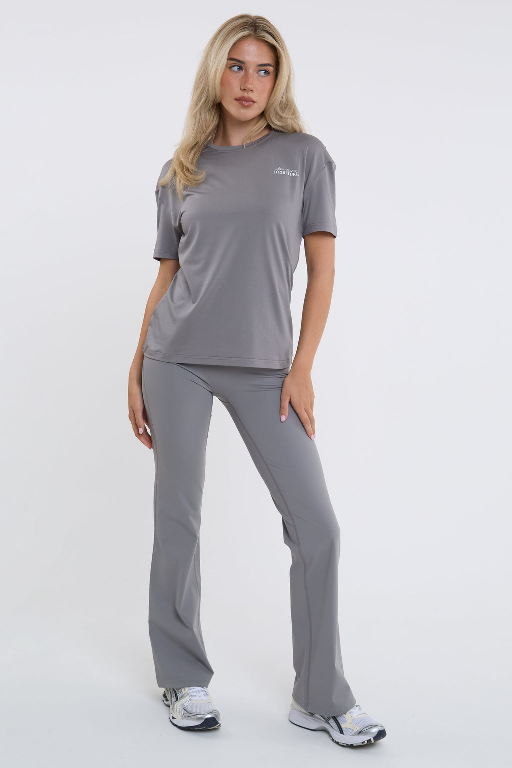 Active Studio Flared Leggings & T-Shirt Set - Grey