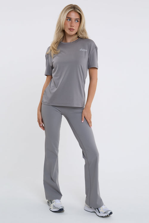 Active Studio Flared Leggings & T-Shirt Set - Grey