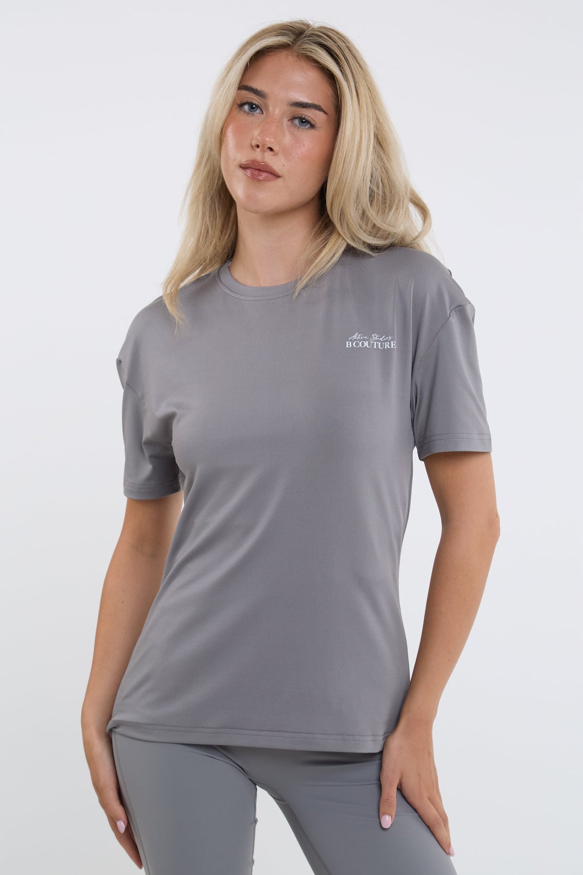 Active Studio Flared Leggings & T-Shirt Set - Grey