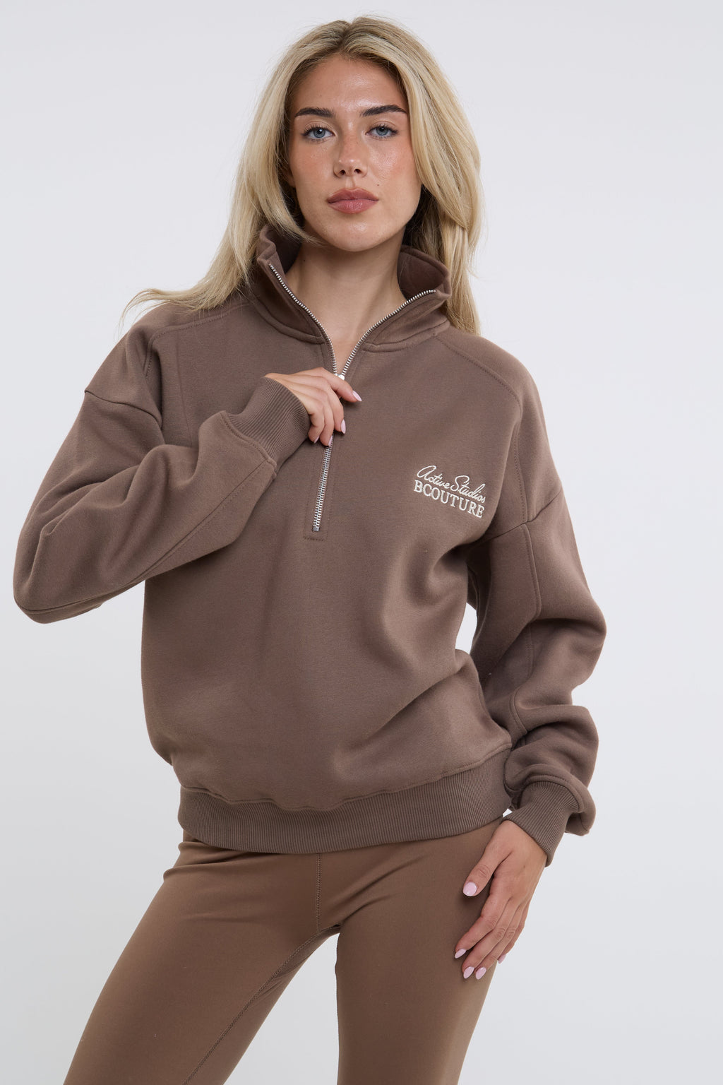 Active Studio Leggings & Half-Zip Sweatshirt - Mink