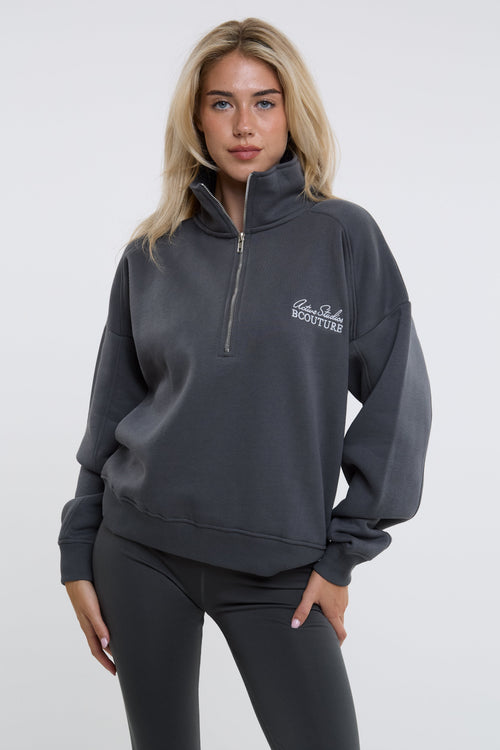 Active Studio Leggings & Half-Zip Sweatshirt - Dark Grey
