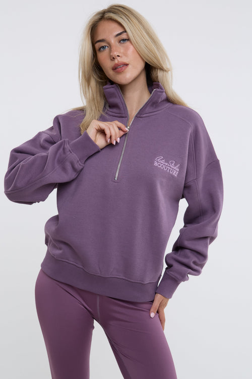 Active Studio Leggings & Half-Zip Sweatshirt - Grape