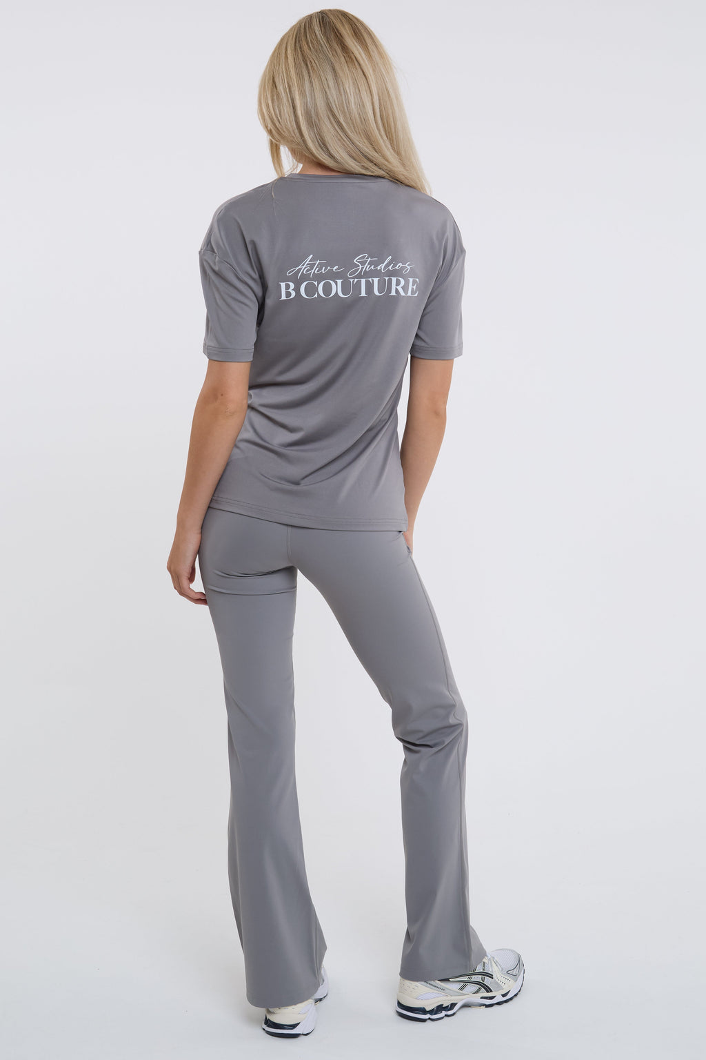 Active Studio Flared Leggings & T-Shirt Set - Grey