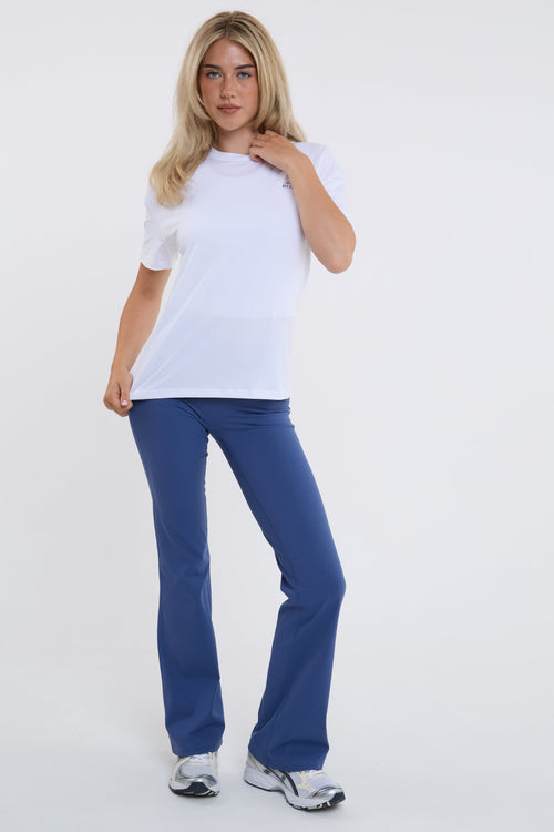 Active Studio Flared Leggings & T-Shirt Set - White/Blue