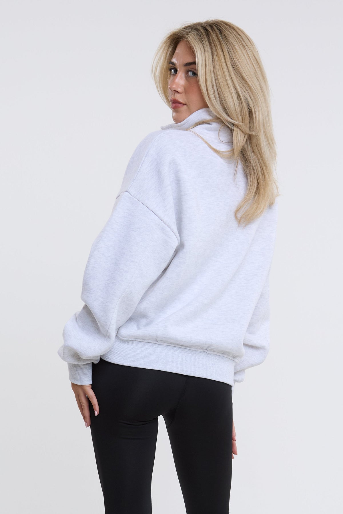 Active Studio Leggings & Half-Zip Sweatshirt - Grey Marl/Black
