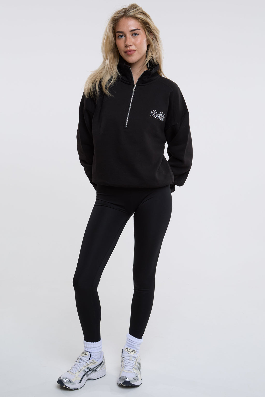 Active Studio Leggings & Half-Zip Sweatshirt - Black