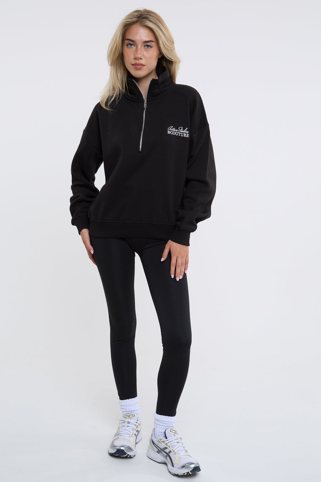 Active Studio Leggings & Half-Zip Sweatshirt - Black