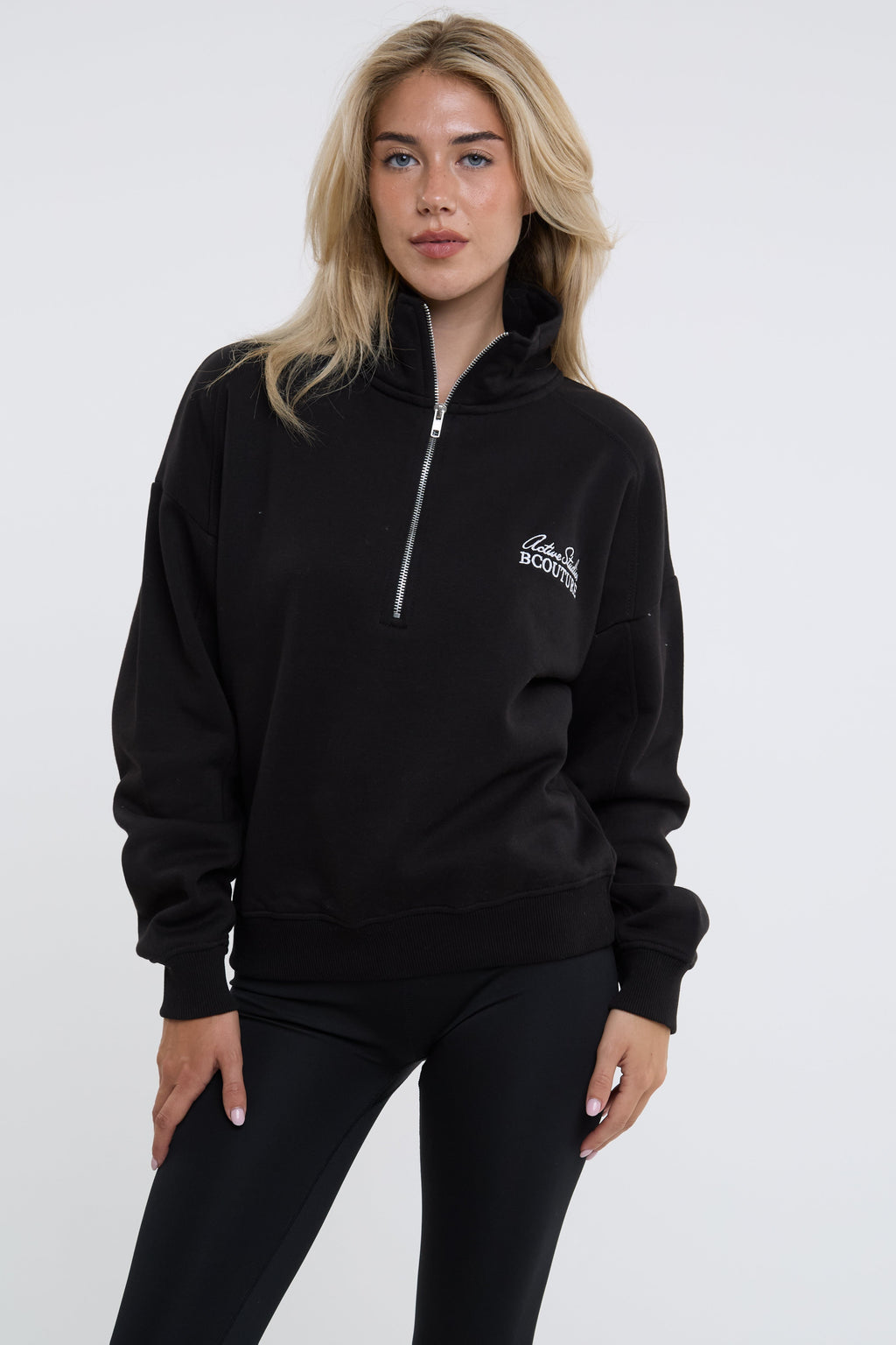 Active Studio Leggings & Half-Zip Sweatshirt - Black