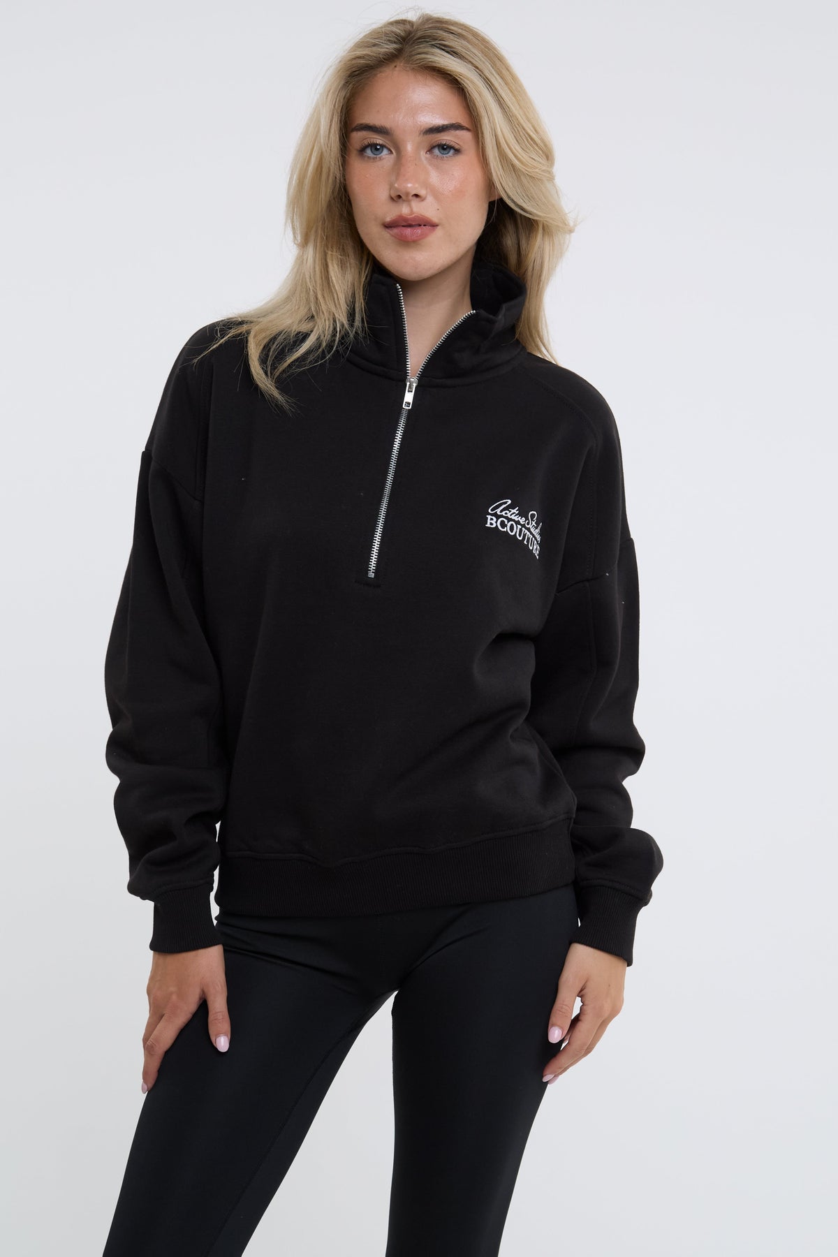 Active Studio Leggings & Half-Zip Sweatshirt - Black