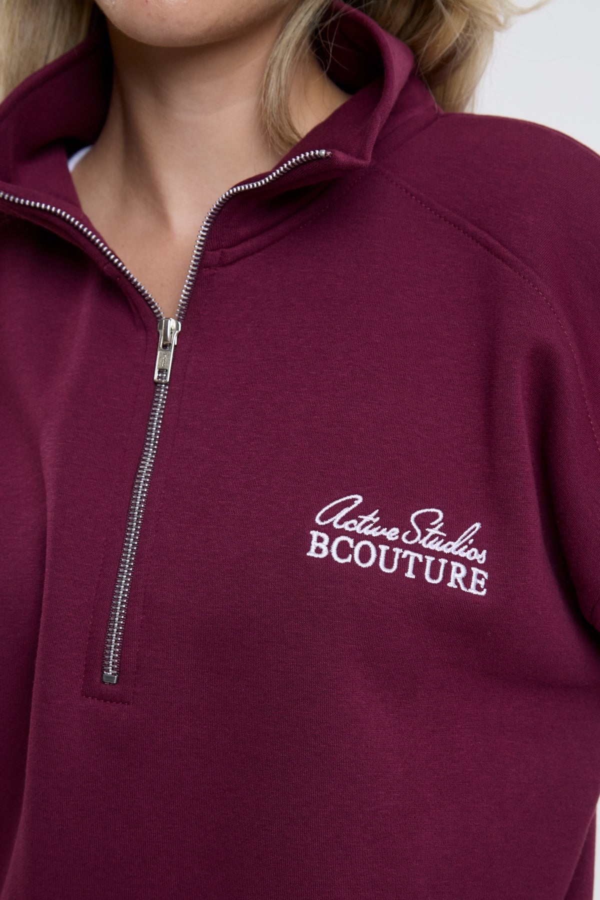 Active Studio Leggings & Half-Zip Sweatshirt - Burgundy/Black
