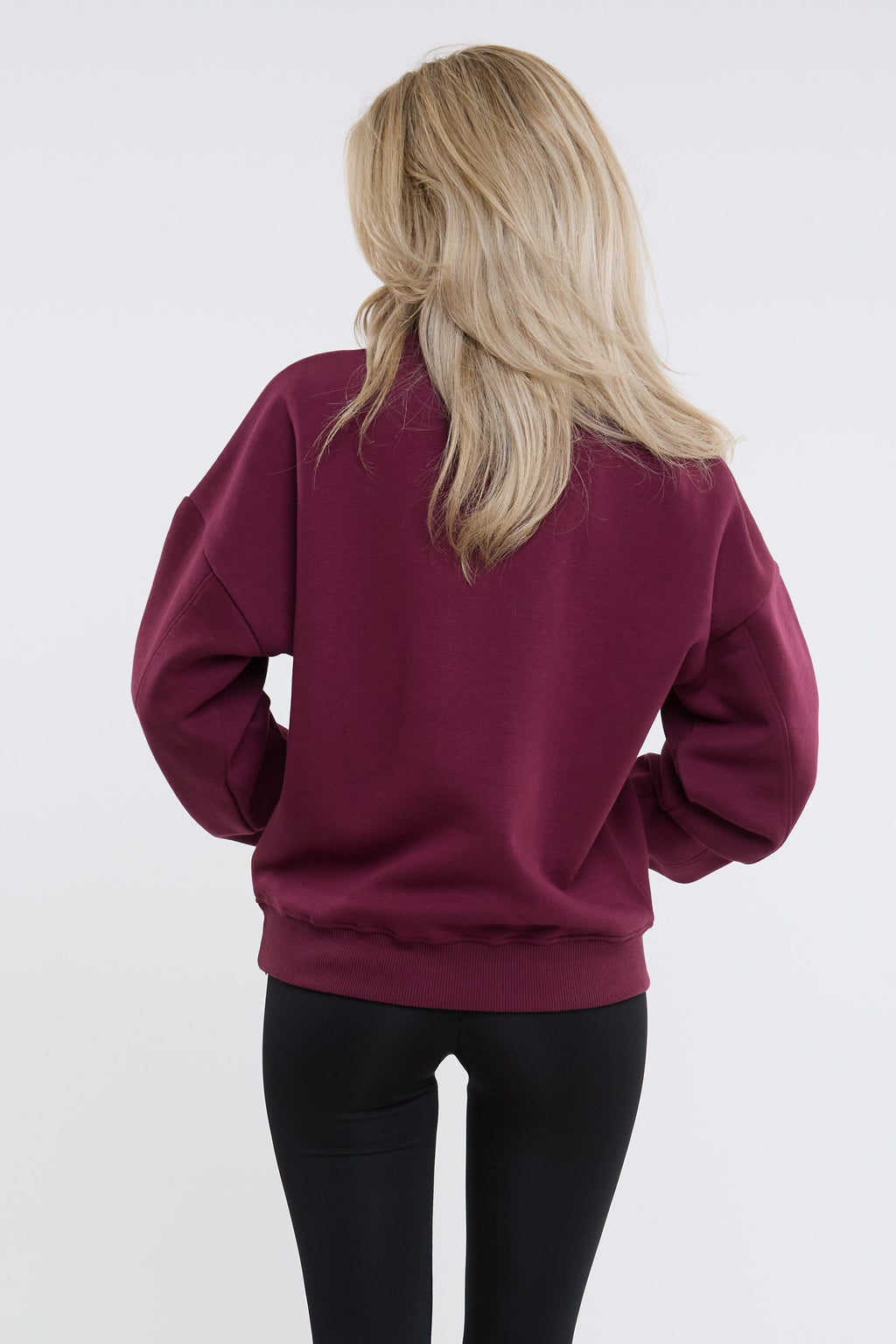 Active Studio Leggings & Half-Zip Sweatshirt - Burgundy/Black