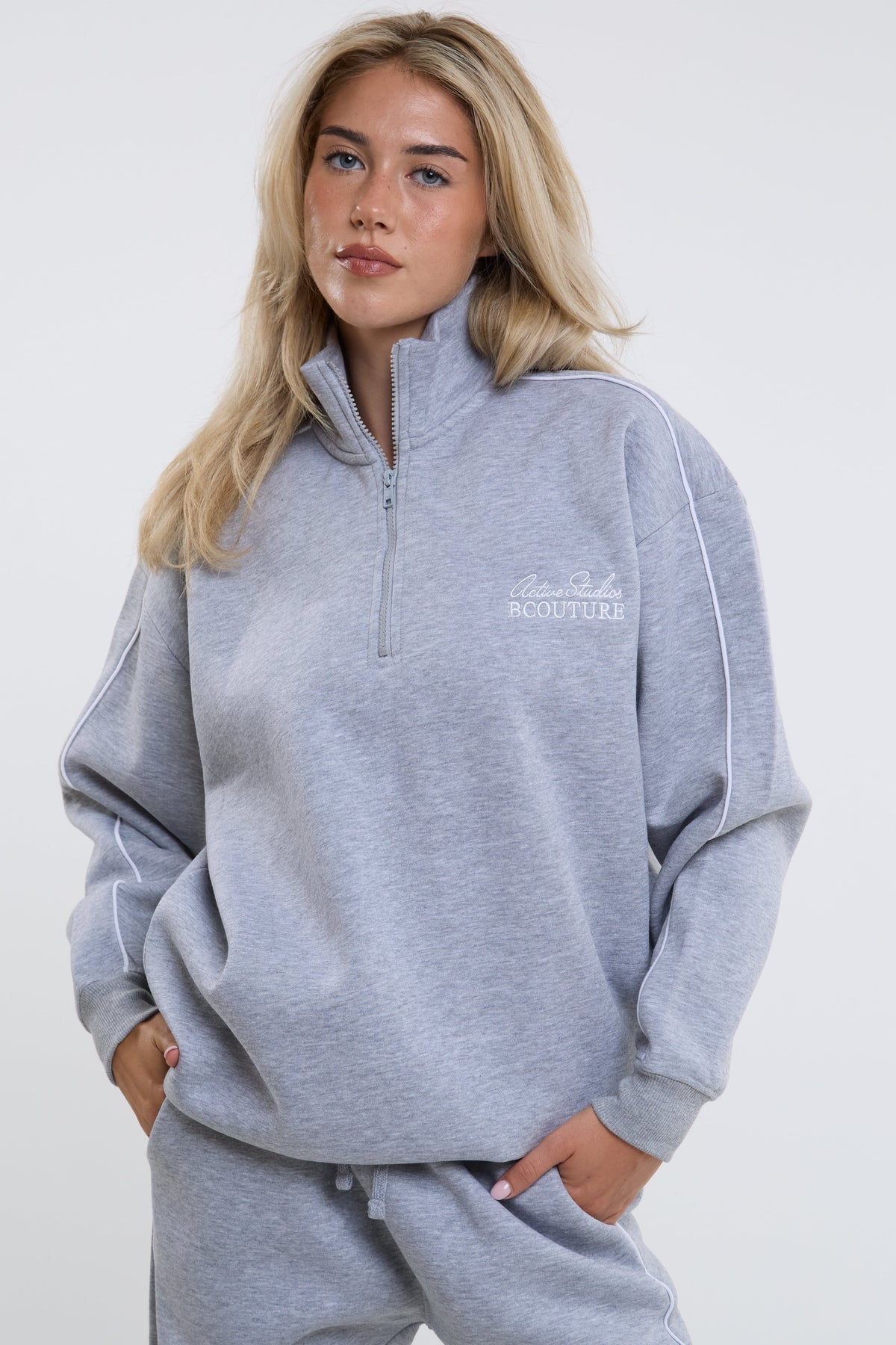 Active Studio Fleece Tracksuit - Grey Marl