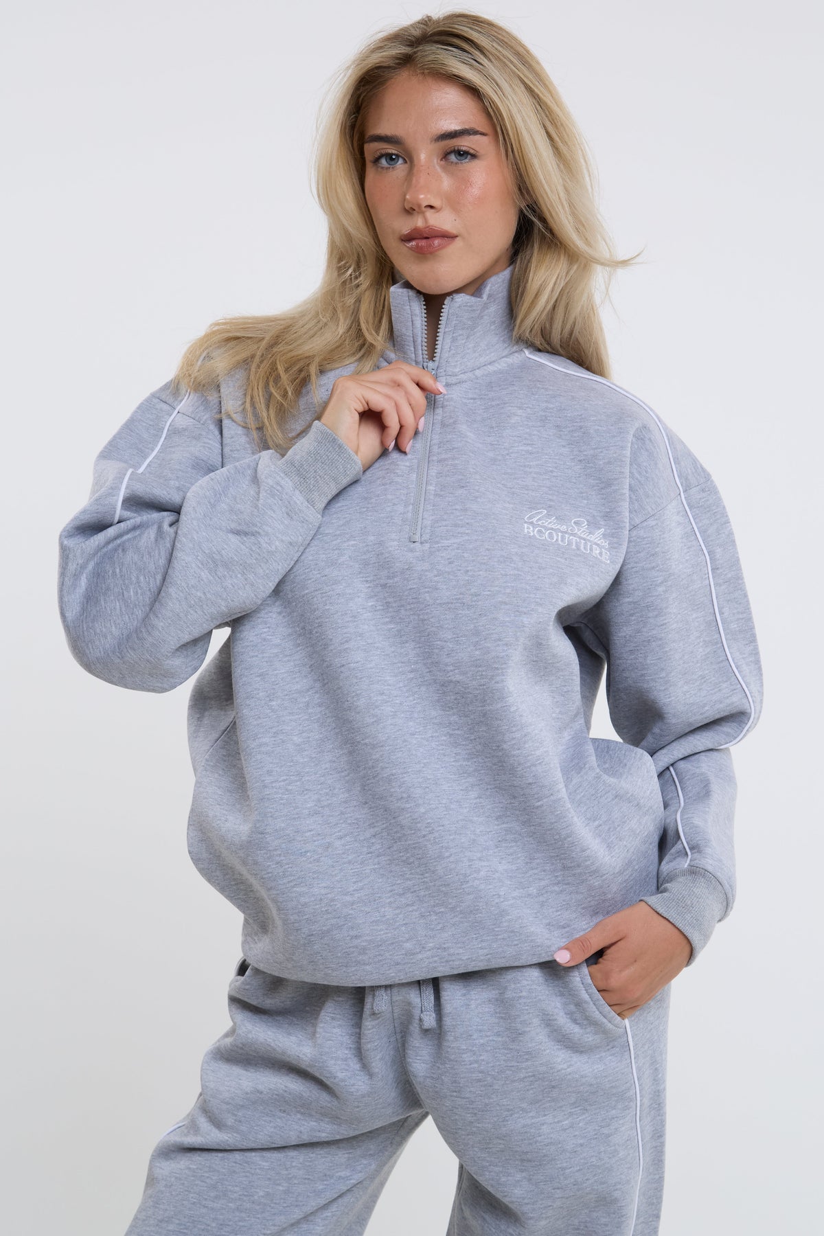 Active Studio Fleece Tracksuit - Grey Marl