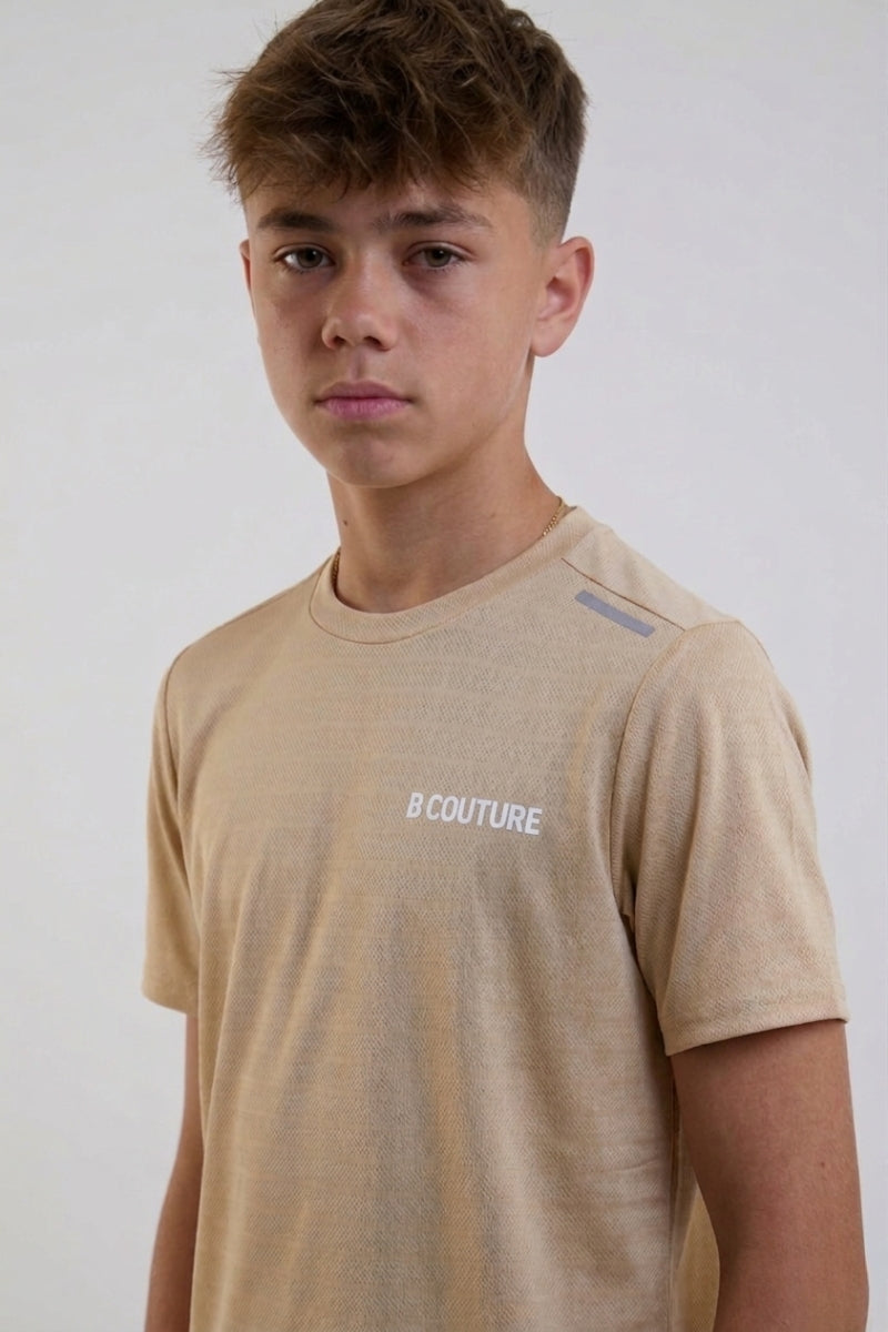 Velocity Boys Training Shorts & T-Shirt Set - Sand/Black